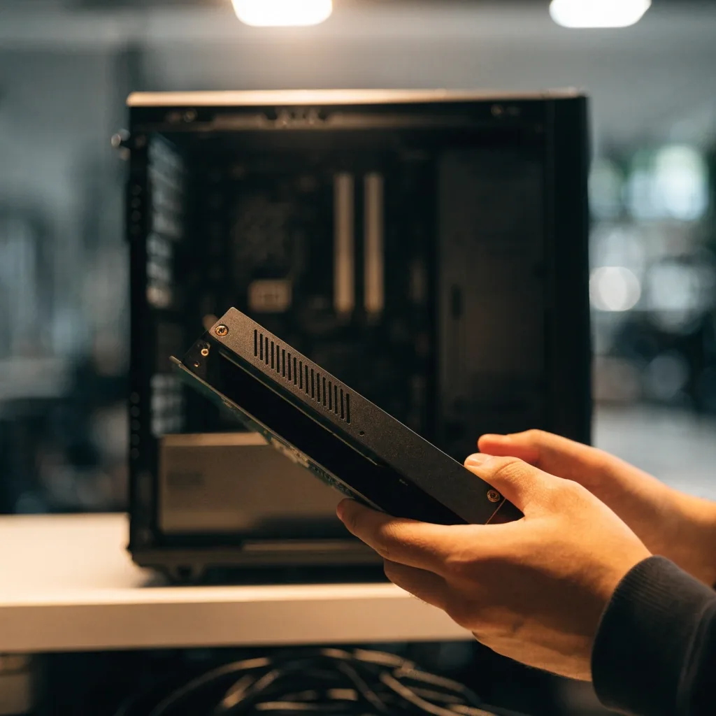 서비스 카운터에서 RTX 5060 Ti 16GB를 살펴보는 모습