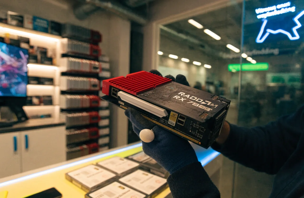 테스트 벤치 위의 대형 RTX 5070 Ti 그래픽카드